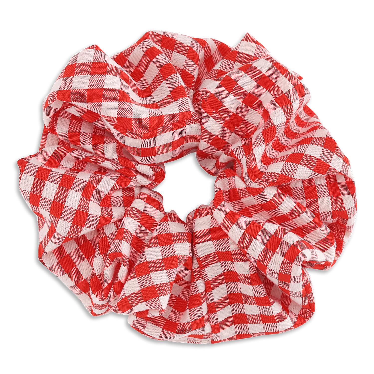 Checkered Scrunchie, stor - rød